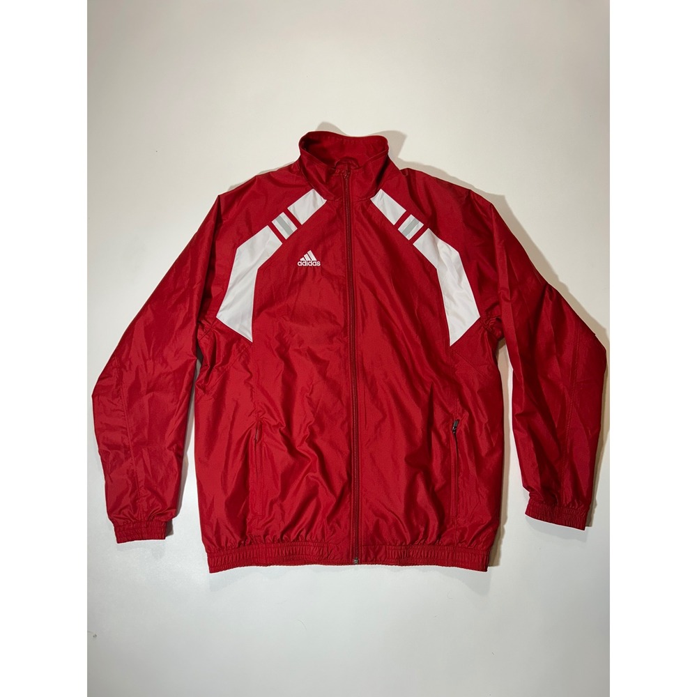Adidas Windbreaker Jacket Mens XS Red Excellent Mesh Lined Full Zip Sporty